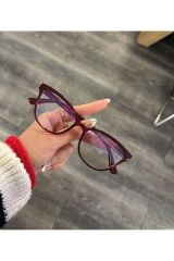 Talya Cateye Bordo Mavi Işık Filtreli Ekran Gözlüğü Optik Uyumlu Camları Değişebilir