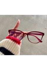 Talya Cateye Bordo Mavi Işık Filtreli Ekran Gözlüğü Optik Uyumlu Camları Değişebilir
