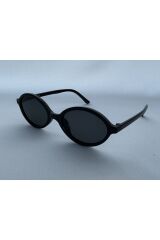 Mıux Siyah Güneş Gözlüğü Oval Siyah Cam Renkli