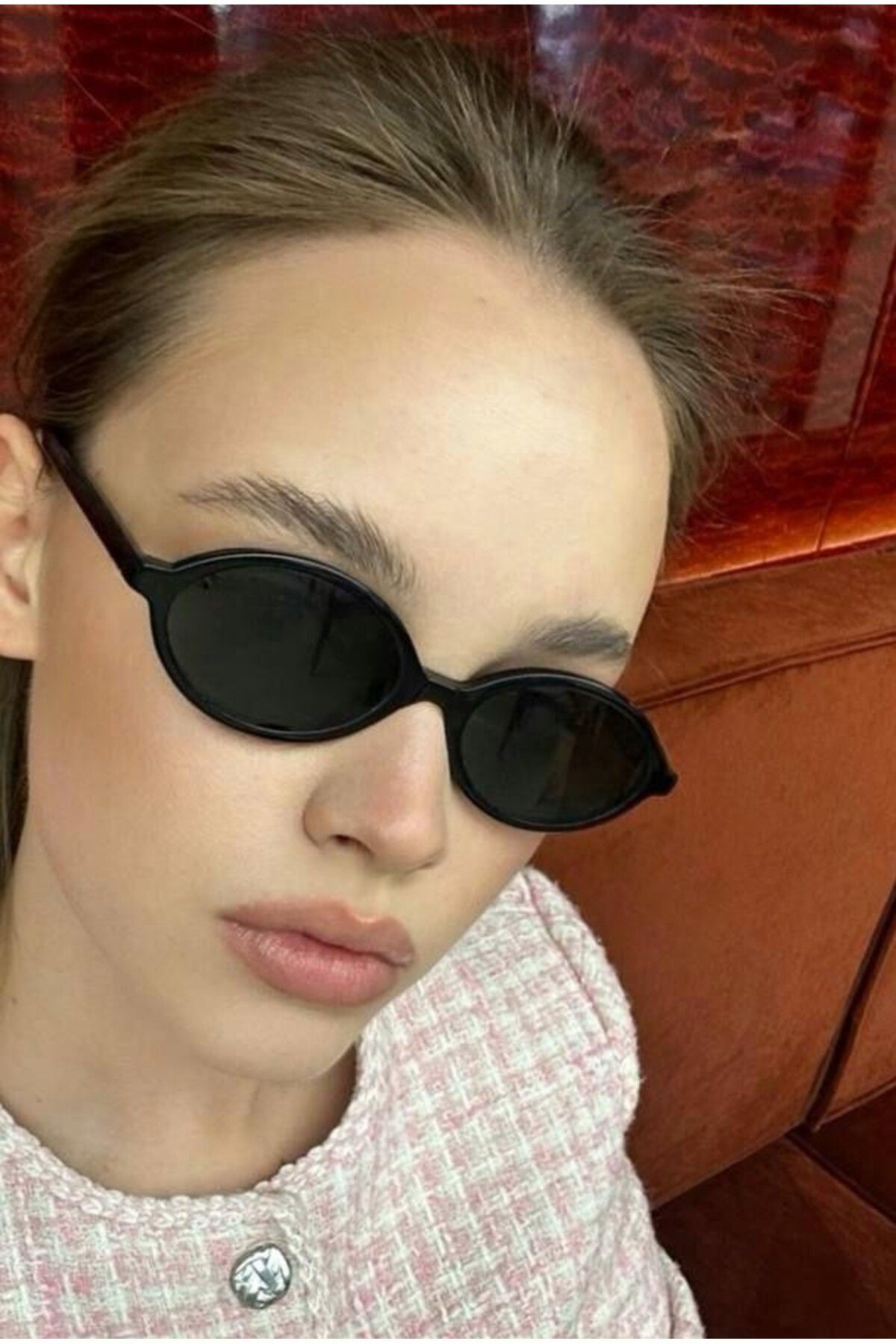 Mıux Siyah Güneş Gözlüğü Oval Siyah Cam Renkli