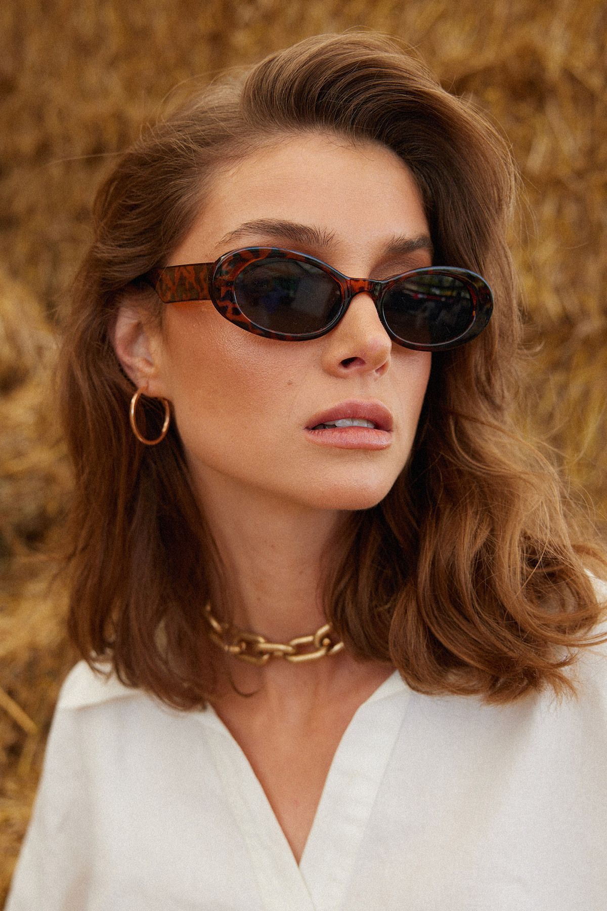 Bunny Leopar Güneş Gözlüğü, Oval, Kahve Cam Renkli