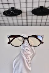 Kahverengi Cat Eye Kemik Şeffaf Kadın Erkek Unisex Mavi Işık Korumalı Ekran Gözlüğü Gözlük
