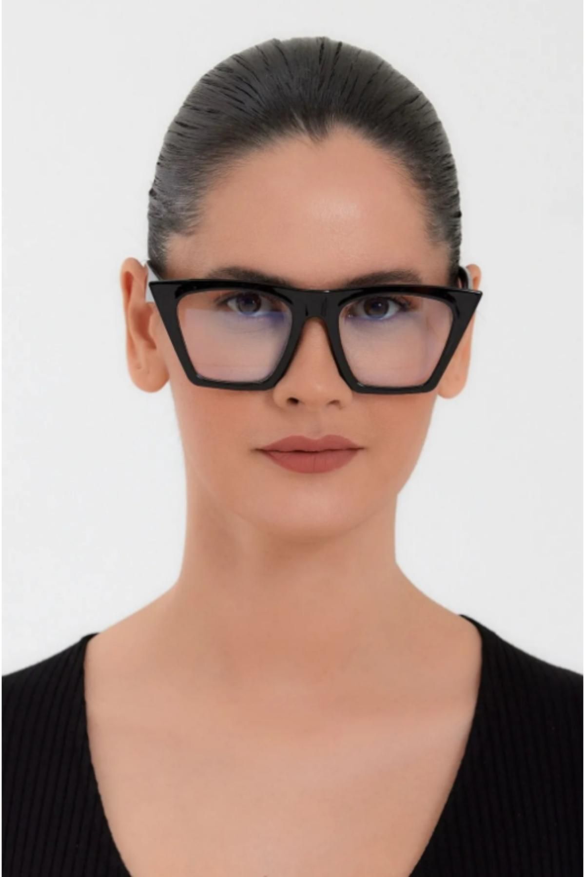 Siyah Cateye Mavi Işık Filtreli Korumalı Bilgisayar Ekran Gözlüğü Blue Block Yeni Sezon BlueBlock