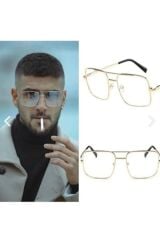 Reynmen Model Gold Renk Mavi Işık Filtreli Pilot Gözlük, Optik Uyumlu Camları Değişebilir