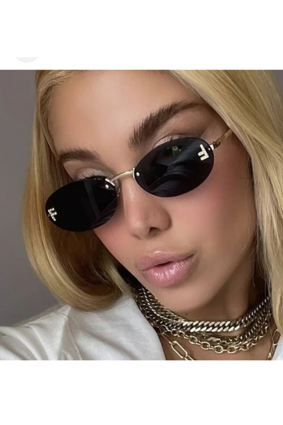 Fadi Gold Sap Çerçevesiz Polarize Cam Unisex Şik Güneş Gözlüğü