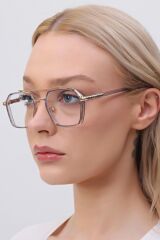 - Dikdörtgen Gold Çerçeve Mavi Işık Koruyucu Gözlük - Blue Block