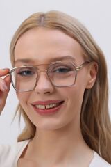 - Dikdörtgen Gold Çerçeve Mavi Işık Koruyucu Gözlük - Blue Block